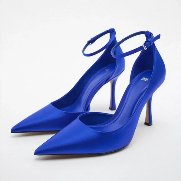 Zara Shoes Zara New Asymmetric Heels Blue Poshmark